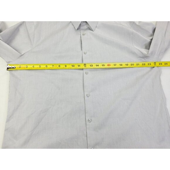 Calvin Klein Slim Fit Non Iron Size 17.5 32-33 Men Gray Performance Cotton Shirt - Picture 3 of 10